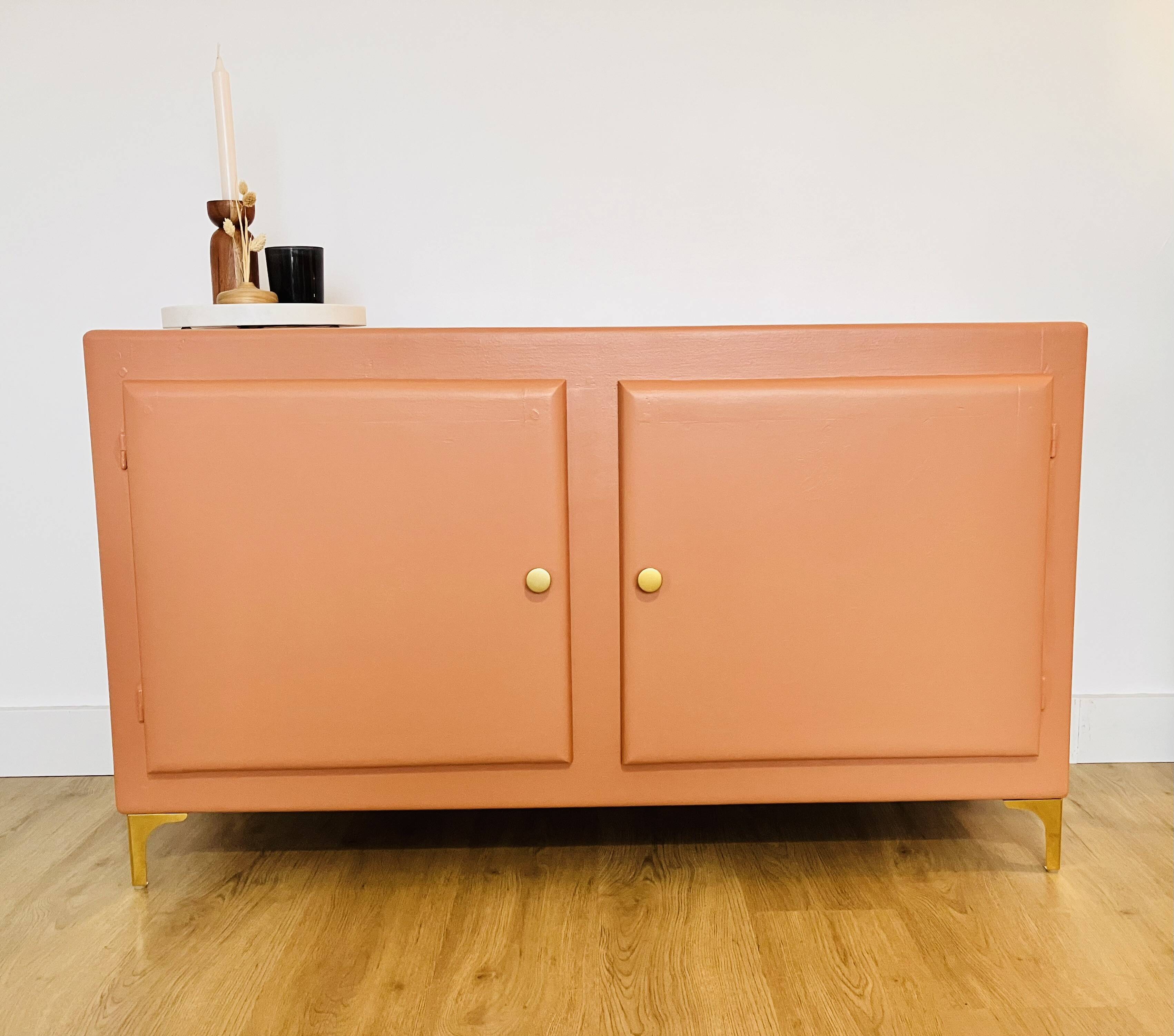 Terracotta painted wooden sideboard
