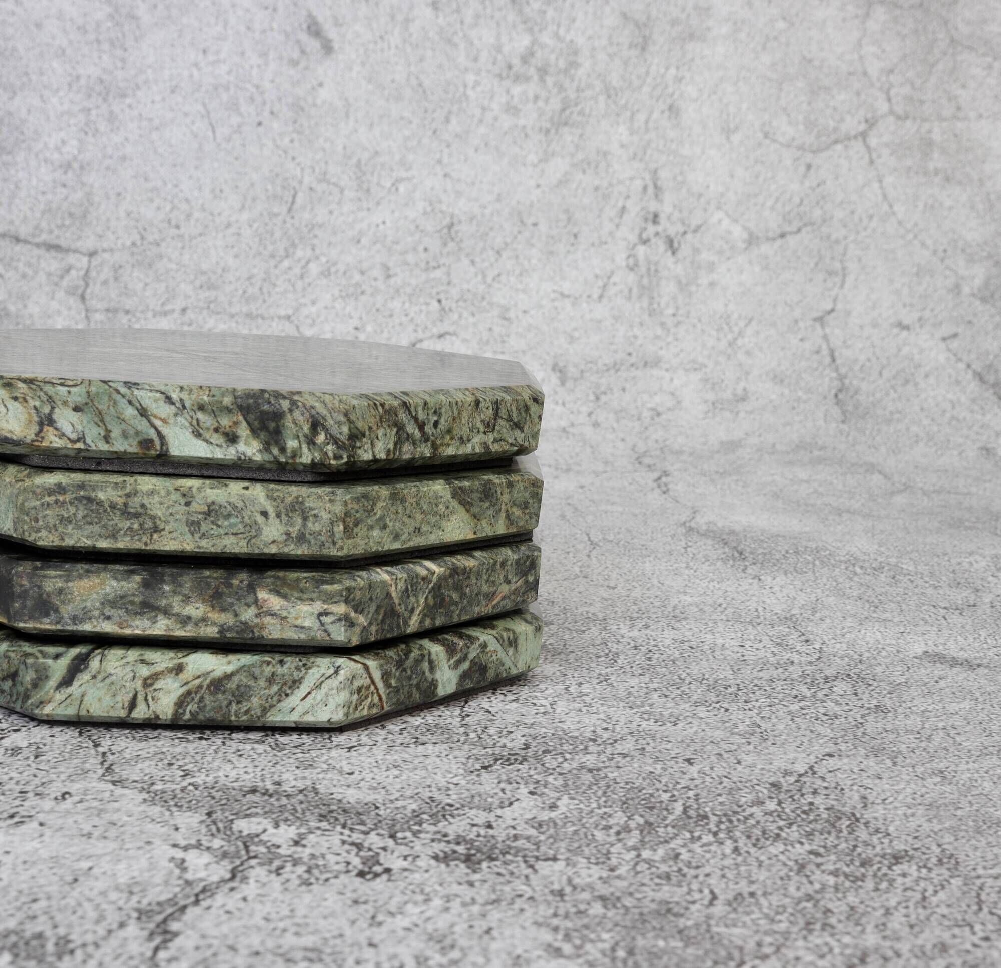 Angelo – Indian Green Octagonal Natural Marble Coasters - set of 4