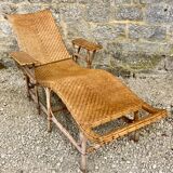 Old rattan chaise longue 20th century