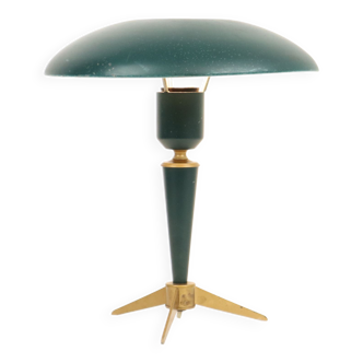 Iconic Louis Kalff Bijou Lamp Green and Gold Ufo Mid Century Design 32cm