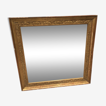 Miroir ancien XIXème en bois et stuc doré