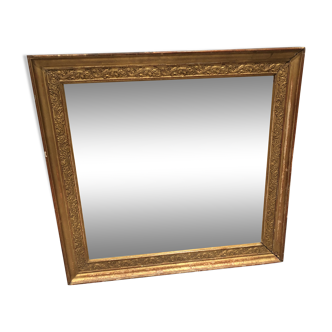 Miroir ancien XIXème en bois et stuc doré