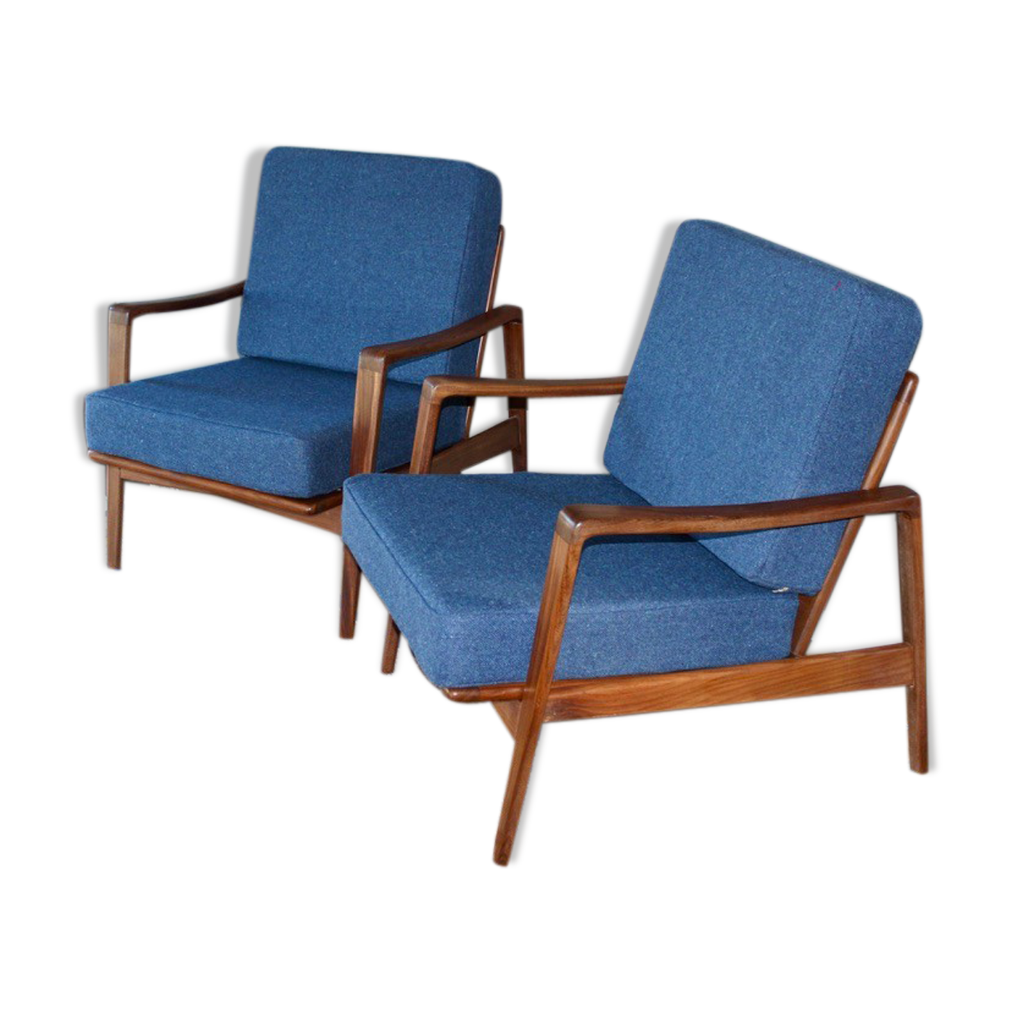 Pair of Scandinavian vintage teak armchairs by Arne Wahl Iversen for Komfort, Denmark, 60s