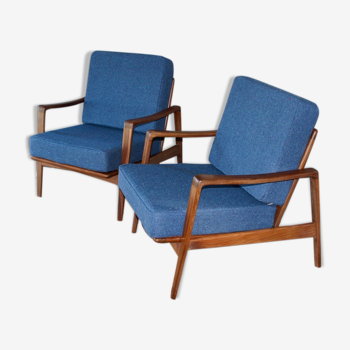 Pair of Scandinavian vintage teak armchairs by Arne Wahl Iversen for Komfort, Denmark, 60s