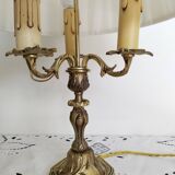 Lampe bouillotte en laiton doré style Empire 3 feux