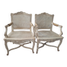 Paire de fauteuils régence; cannés; laquées blancs 19éme siécle