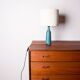 Danish truncated conical table lamp in matte blue sandstone by Gunnar Nylund for Nymolle 1960.