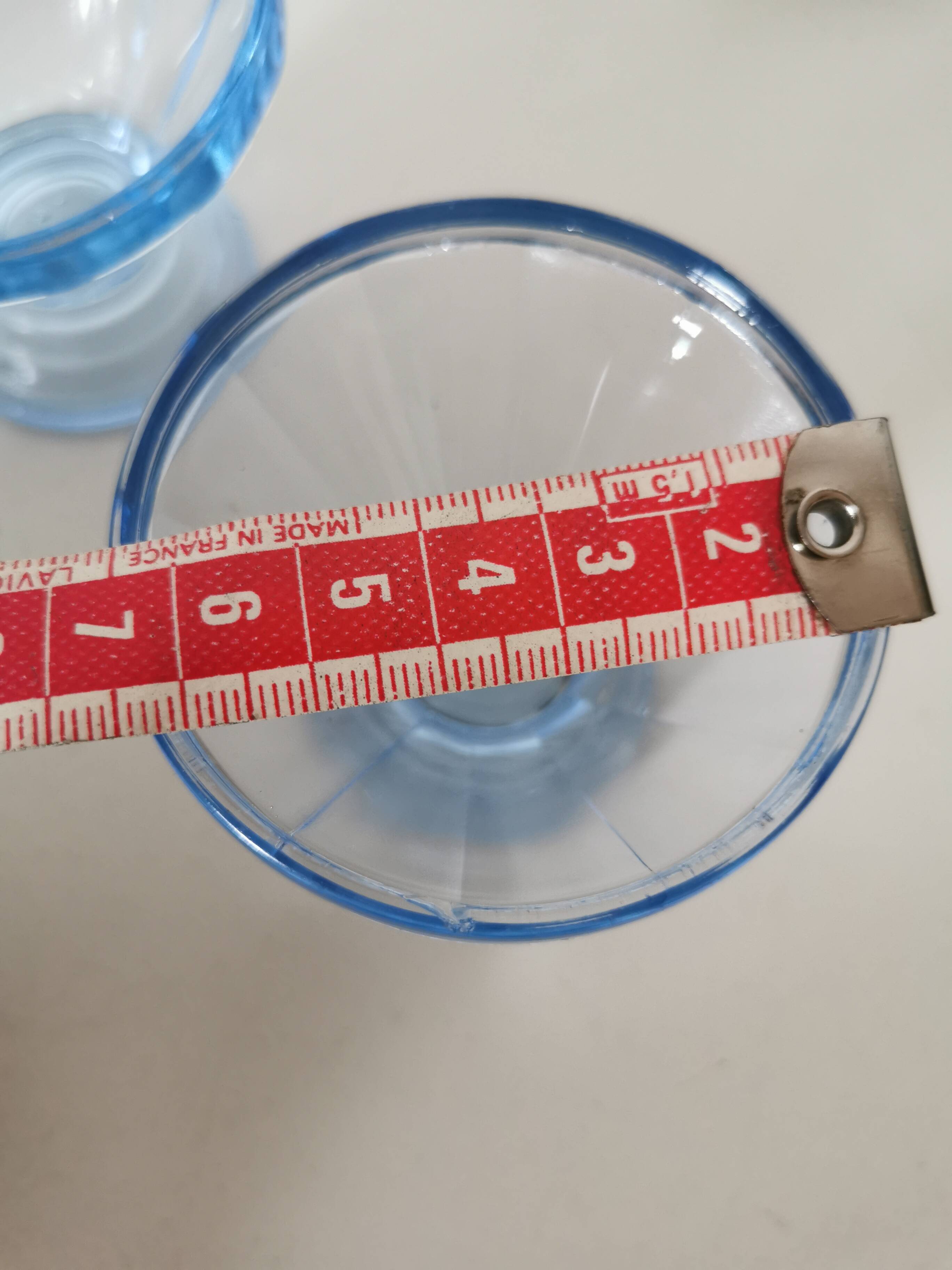 Set of glasses, coupe, ice cream, Normandy hole, cooked wine, digestives, art deco, blue