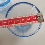 Set of glasses, coupe, ice cream, Normandy hole, cooked wine, digestives, art deco, blue