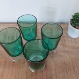 Set of 4 green vintage walking glasses