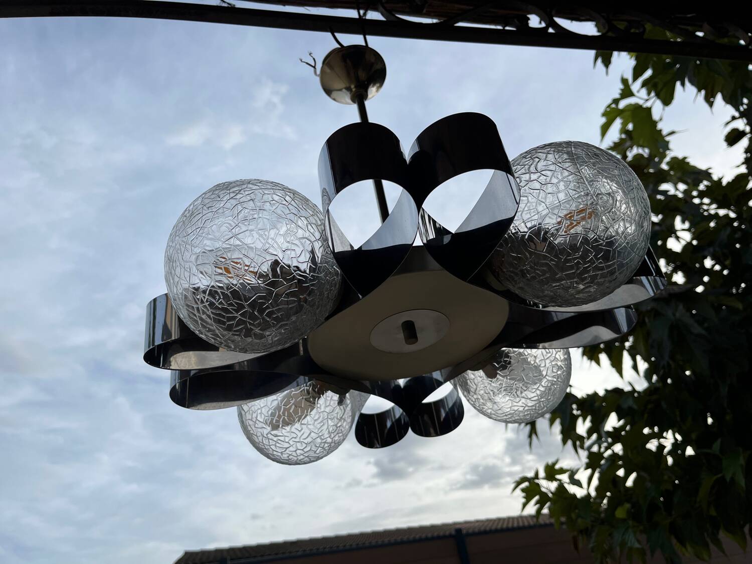 Chrome chandelier Space age 70s