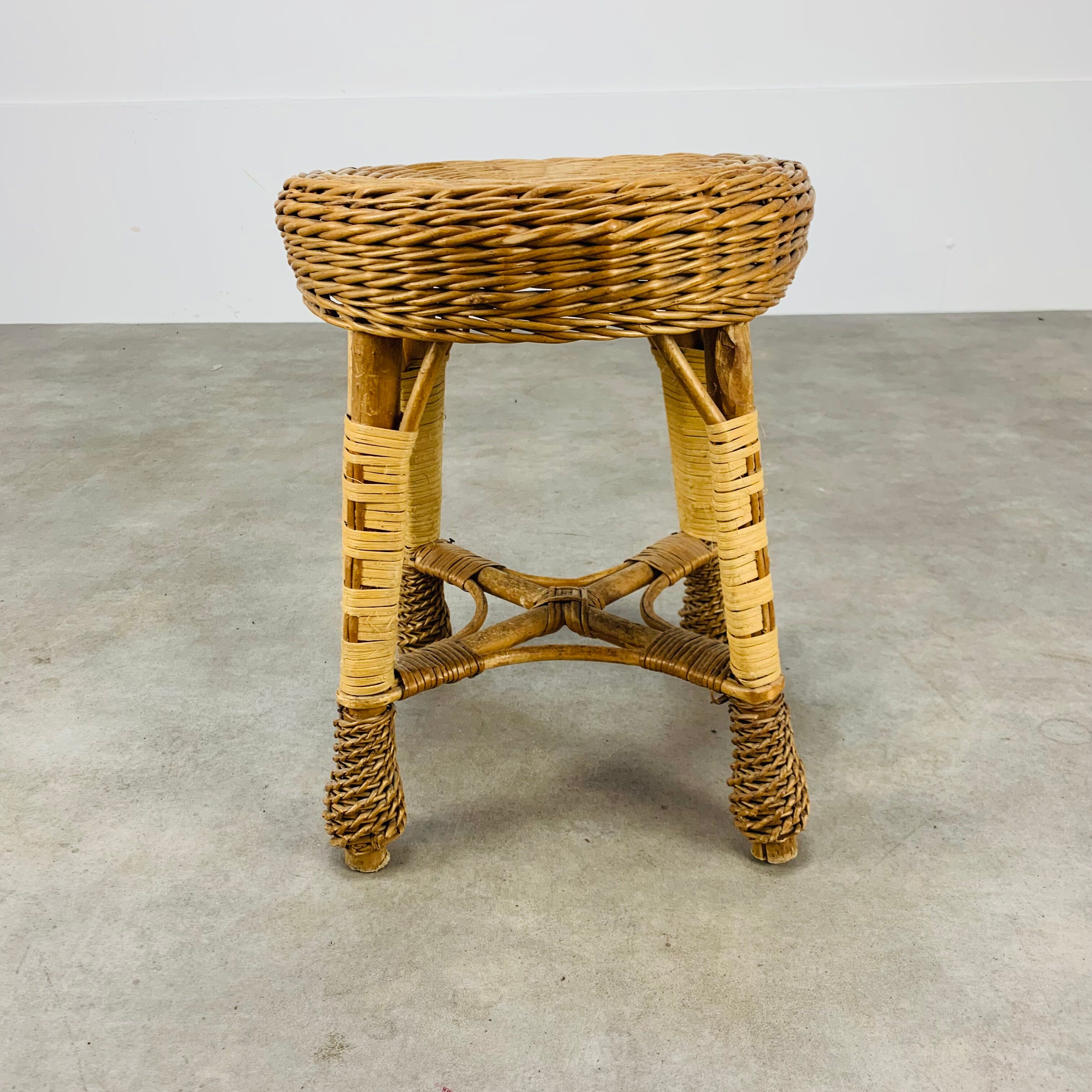 Rattan stool 60s wicker