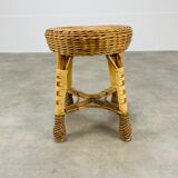 Rattan stool 60s wicker