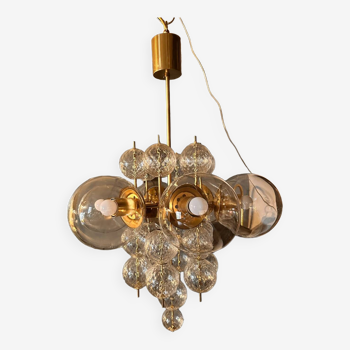 Vintage chandelier in cut glass and gilded brass