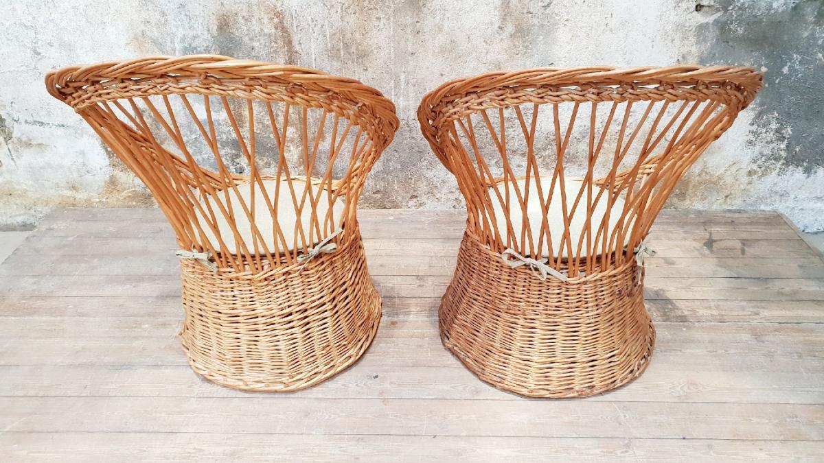 Vintage wicker armchairs