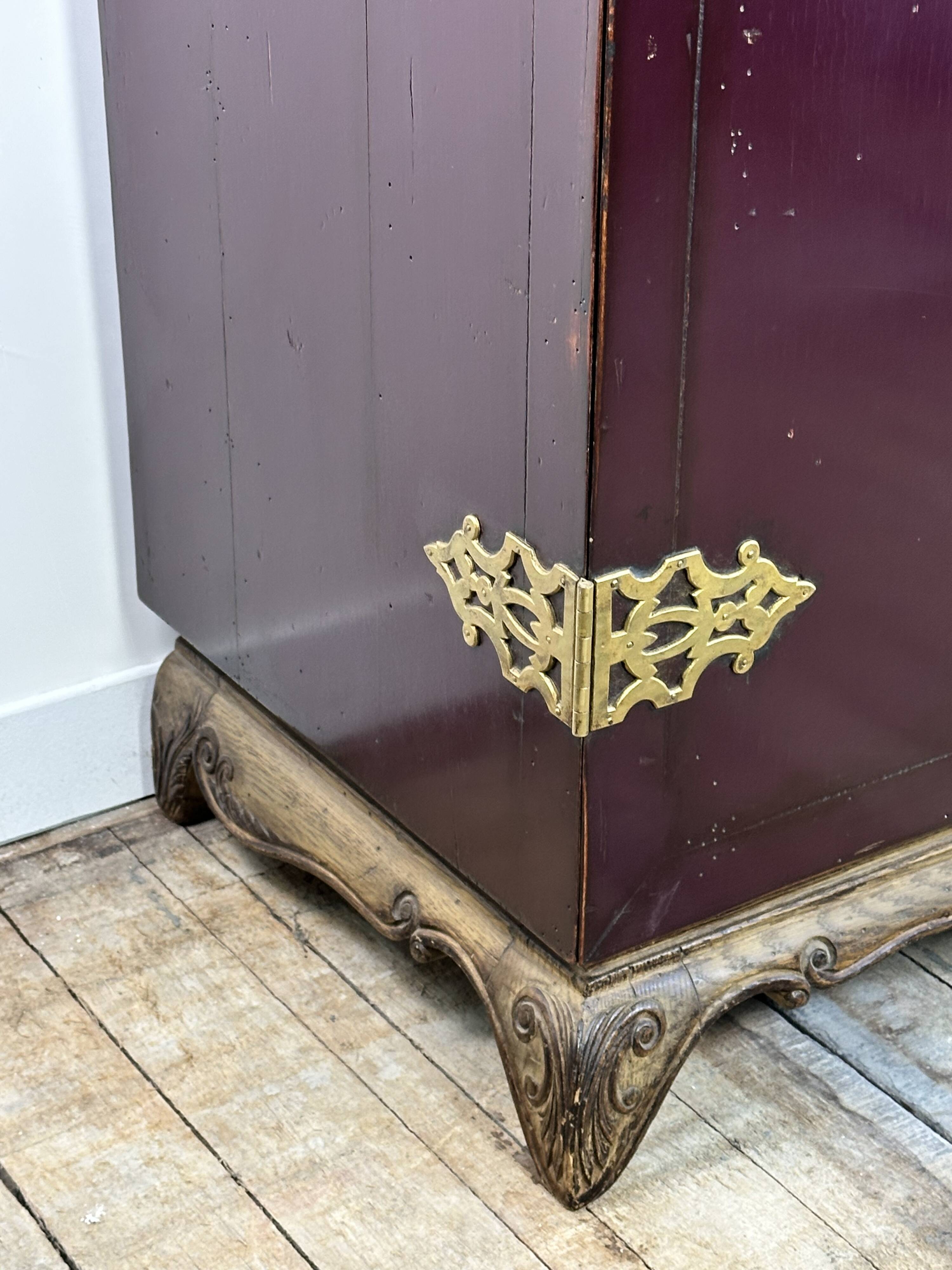 1950's lacquered wood and brass sideboard
