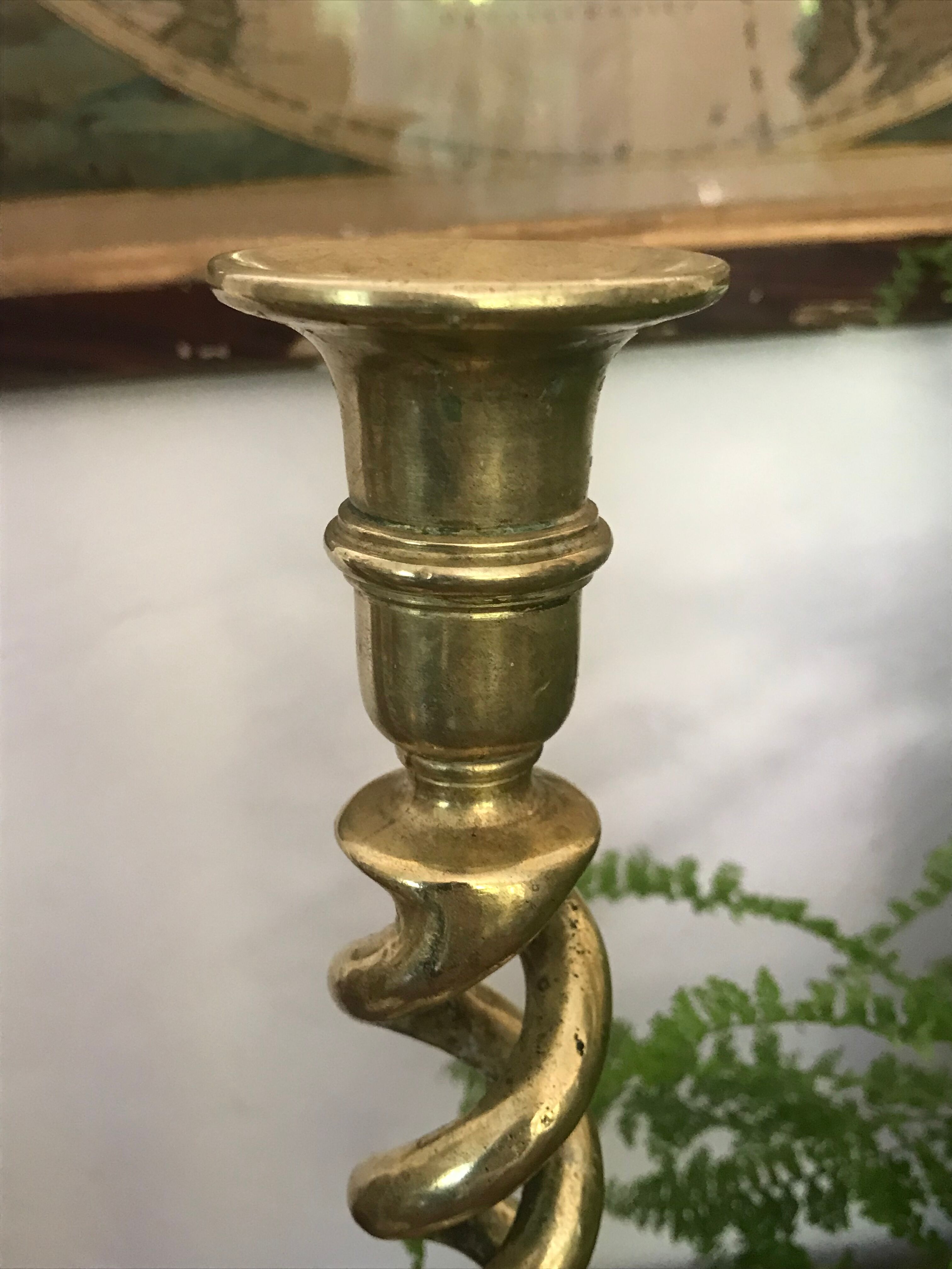 Pair of bronze candle holders 35cm