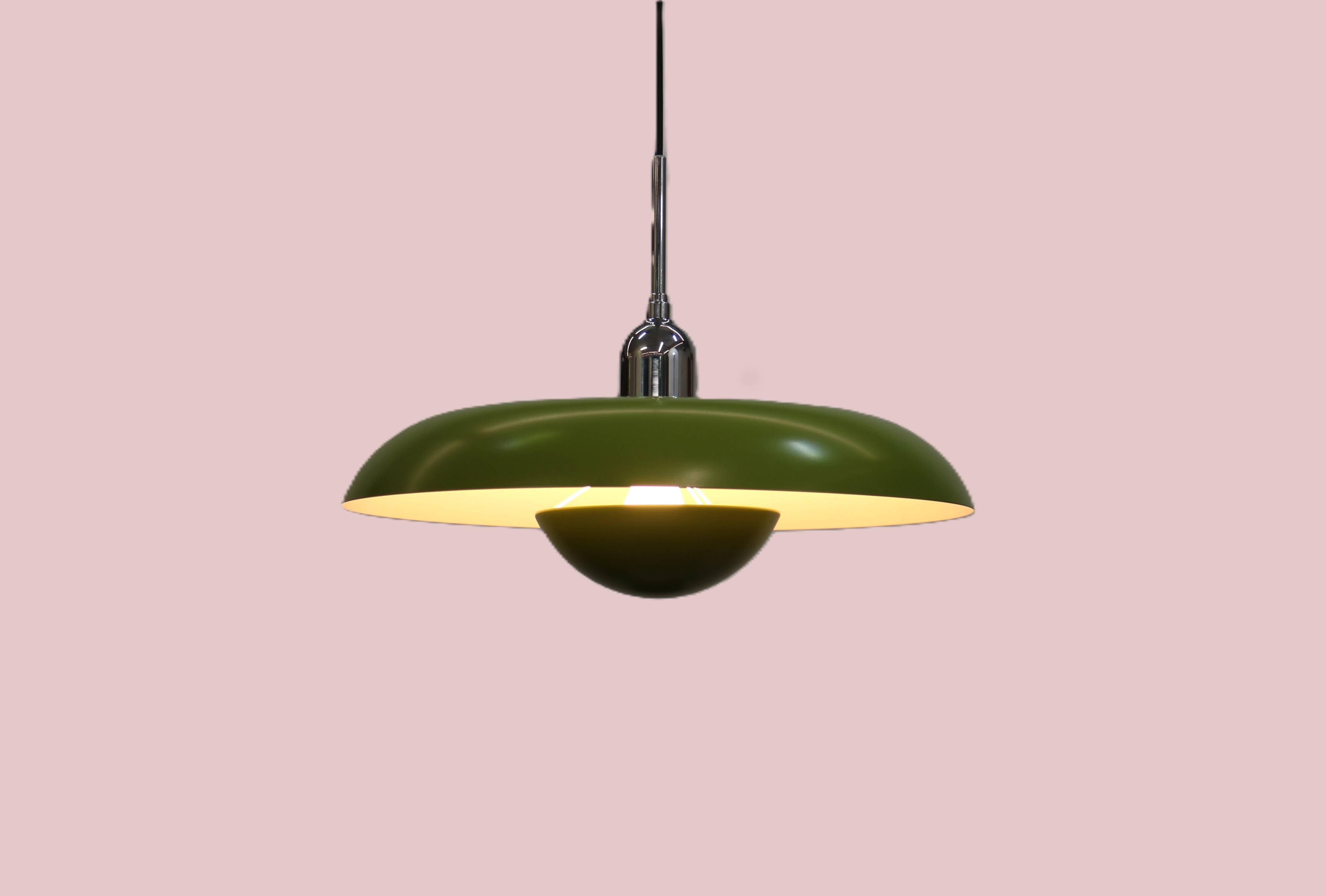 Vintage lime green Piet Hein RA-400 Pendant Lamp: Danish Modern Lighting -
