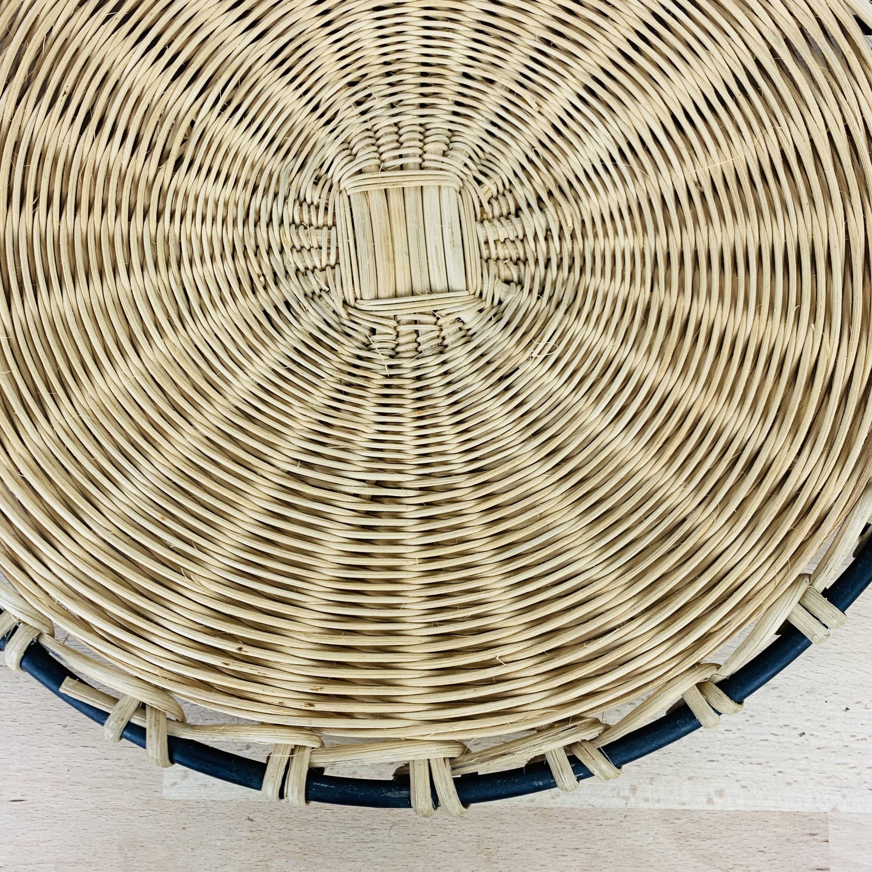 50s metal rattan tray