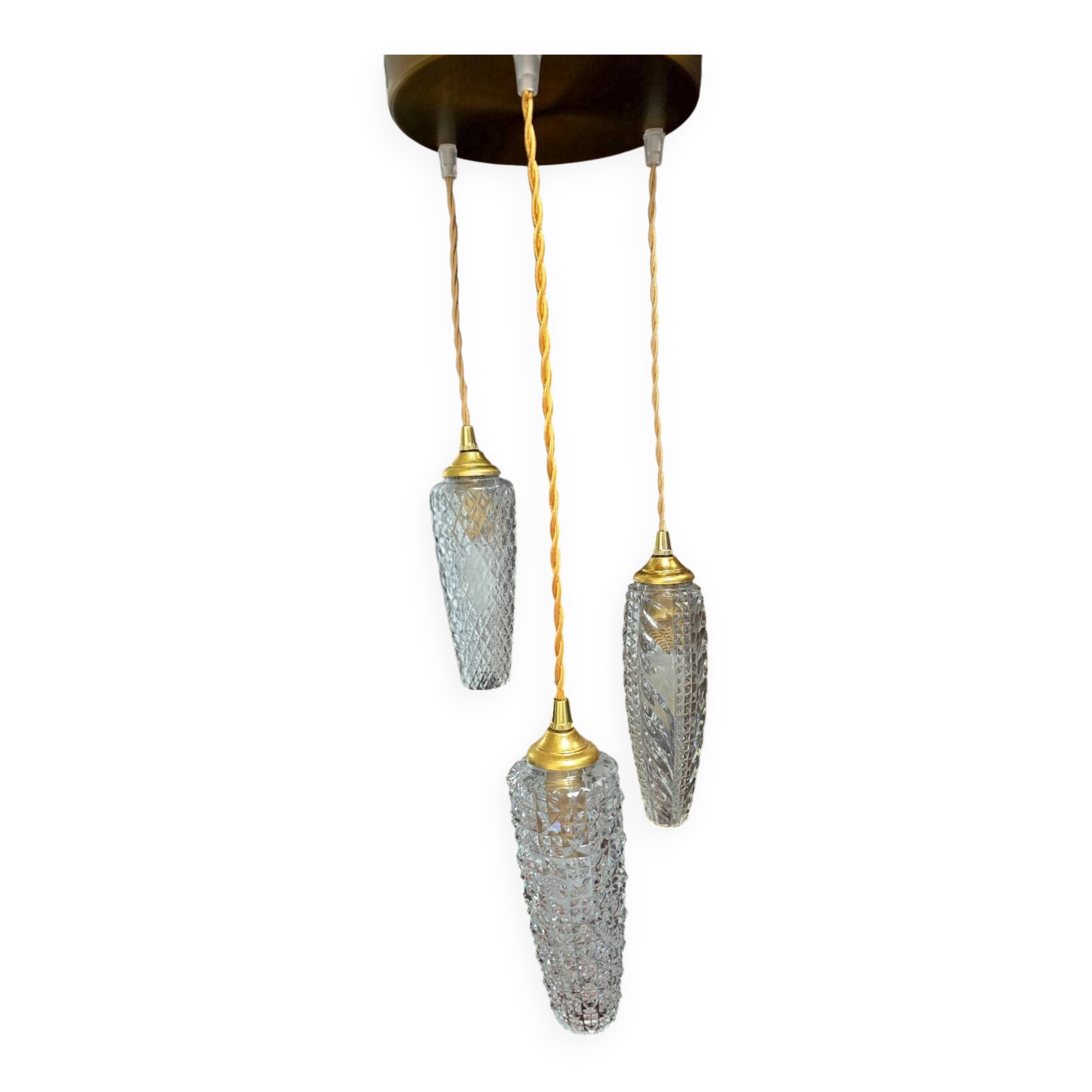 Vintage diamond point rocket suspension cascade globes