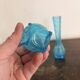 Antique Pair of Soliflore Vases Moulded Pressed Glass Blue Opaline Sapphire 19th Century