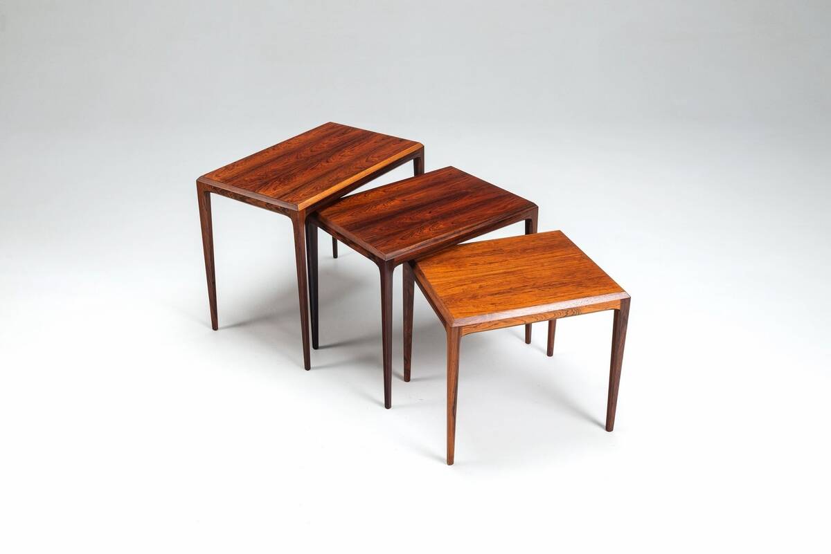 Johannes Andersen set of nesting tables in rosewood Silkeborg Denmark 1960