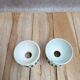 Set of 2 antique egg cups in ironstone – Diabolo shape – Green diamond pattern