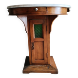 Marble and green stained glass side table