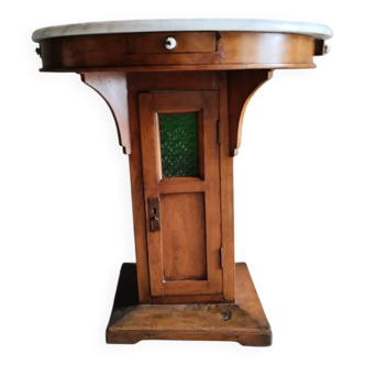 Marble and green stained glass side table
