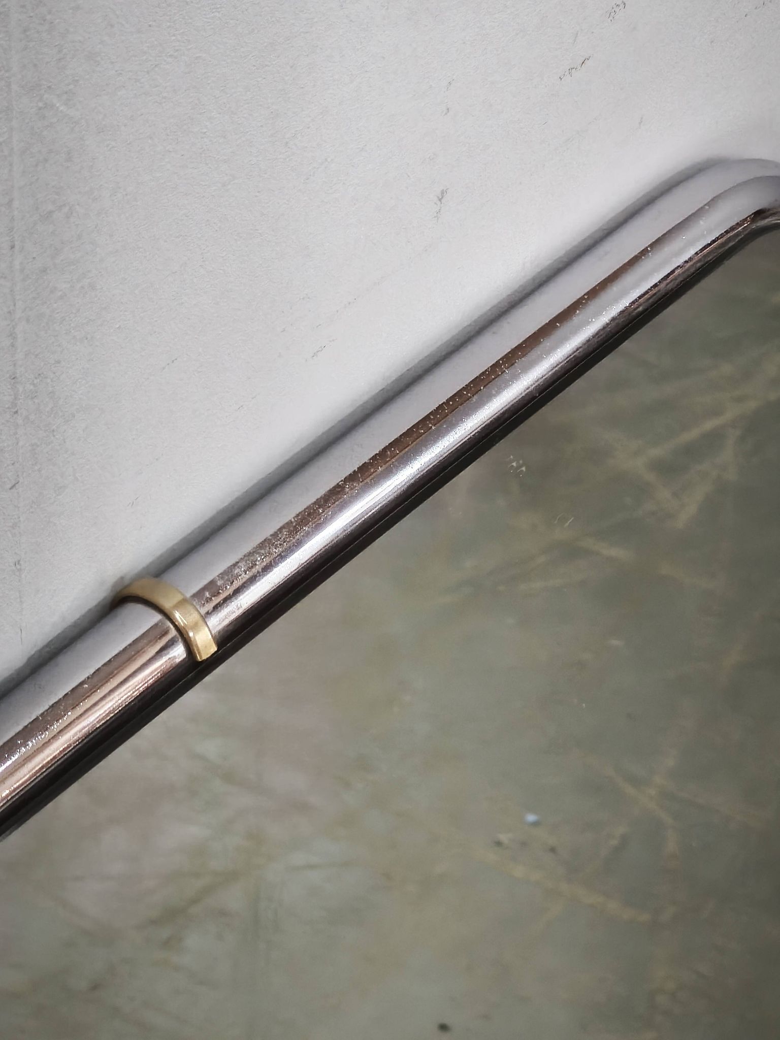 Italian Space Age Chrome and Brass Rectangular Wall Mirror, 1970s