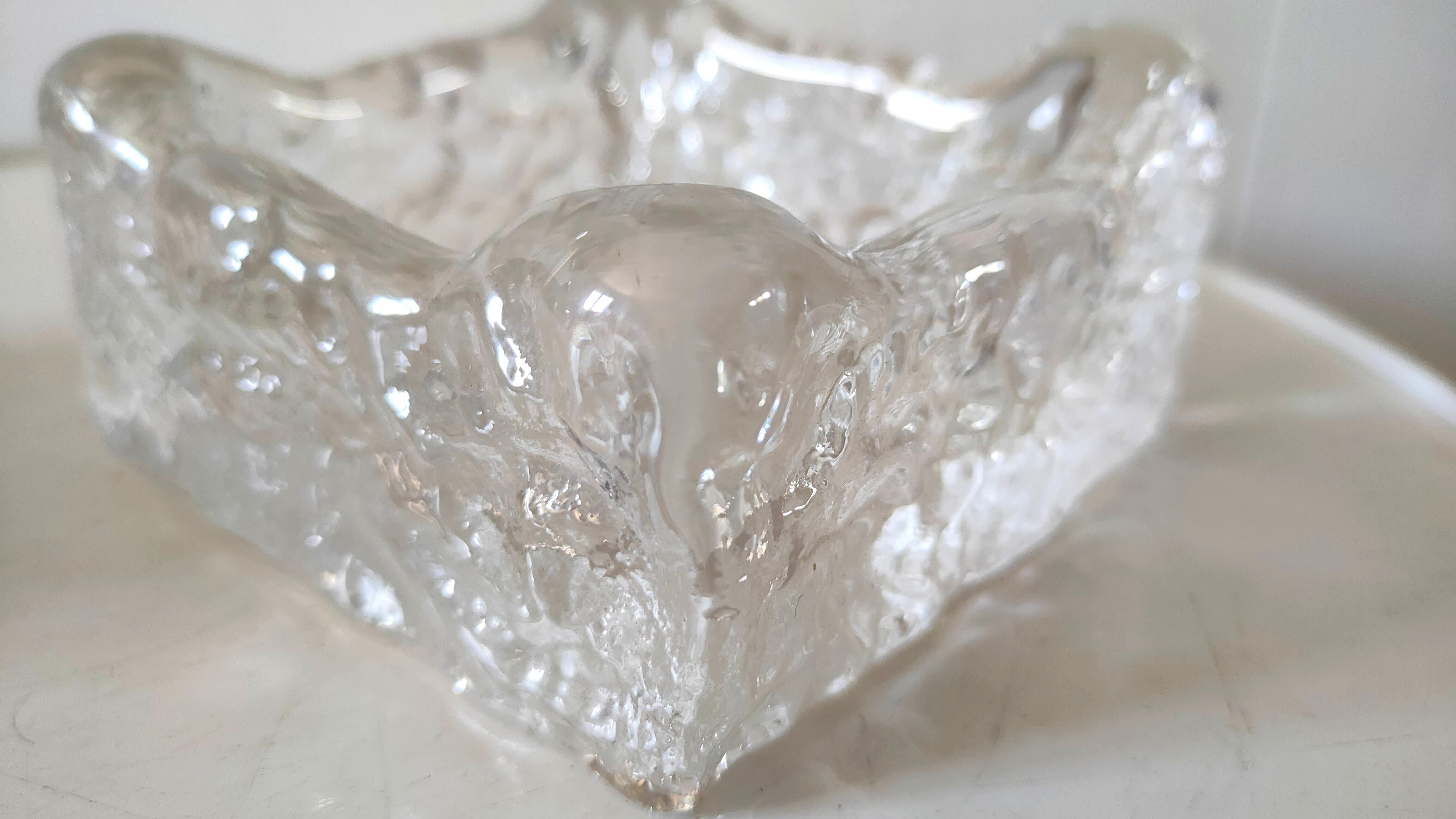 Briquet et cendrier en verre givré Kalmar design années 70