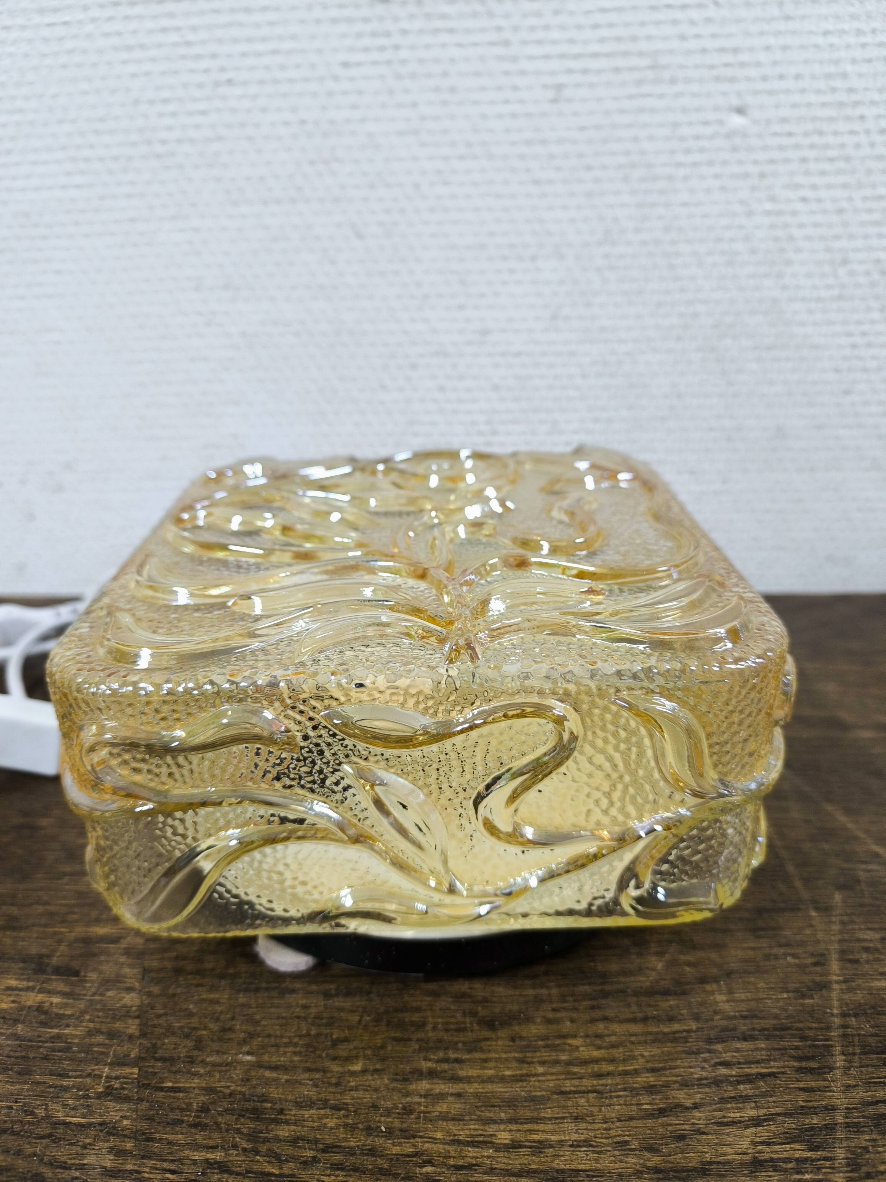 Amber glass wall lamp vintage flowers