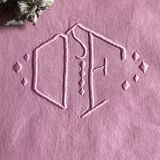 Old linen and cyclamen cotton sheet