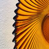 Coupe à fruits vintage en verre ambré ondulé, années 1970