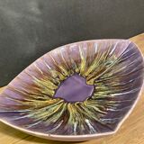 Large stylized vintage dish, Vallauris earthenware cut signed