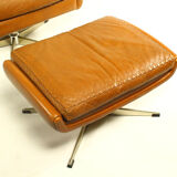 Matador swivel leather chair with ottoman by Aage Christiansen for Erhardsen & Andersen, 1960s