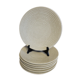 7 assiettes plates grès