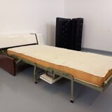 Vintage sofa bed bench with integrated lighting, Italian design Beka Tortuga, in skai, fiber