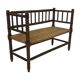 Vintage 'bobbin' bench with a rush seat, 1920s design with armrests.