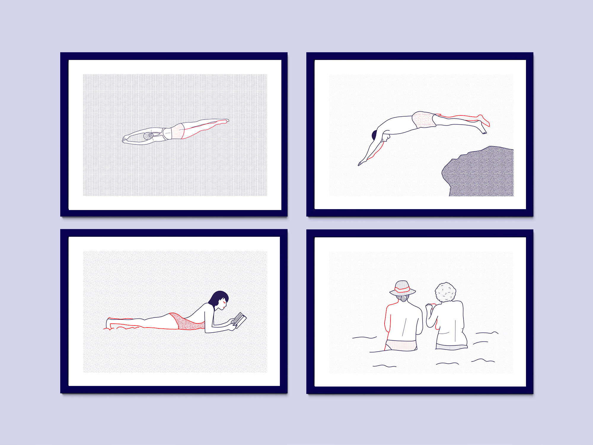 Illustration A4 Naiade No. 7/8 Brittany blue bather