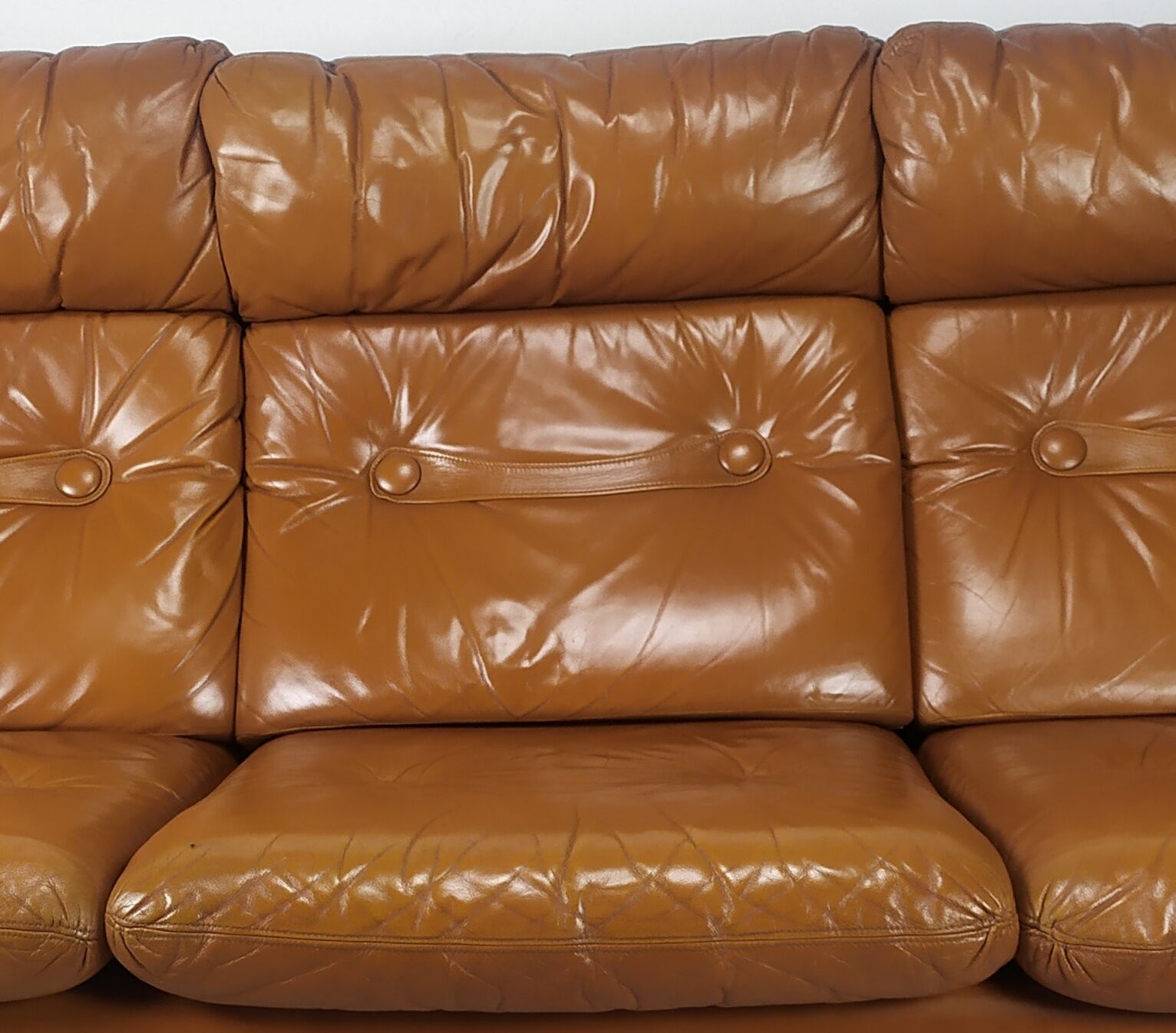 Scandinavian fawn leather sofa