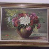 Nature morte, tableau ancien, bouquet de fleurs