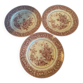 Lot de 3 assiettes plates en ironstone Staffordshire