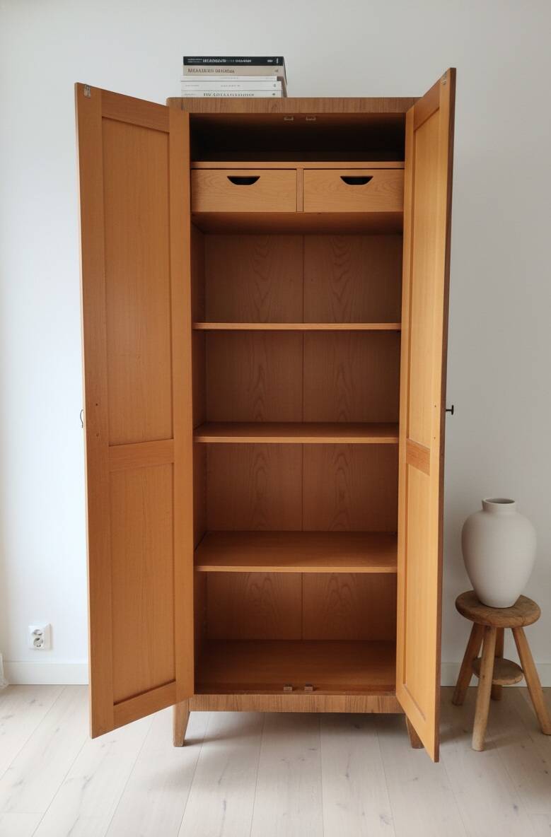 Armoire Parisienne Vintage Rénovée – Bois Brut – Années 50