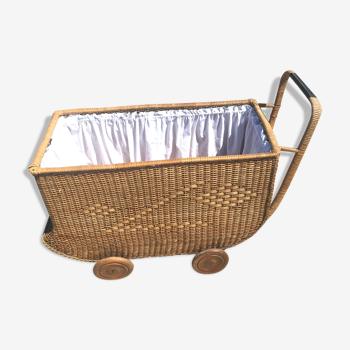 Vintage rattan baby carriage