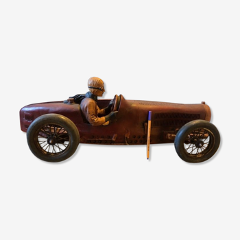Bugatti-style old race car, resin and tire. Hand-painted. Tbe