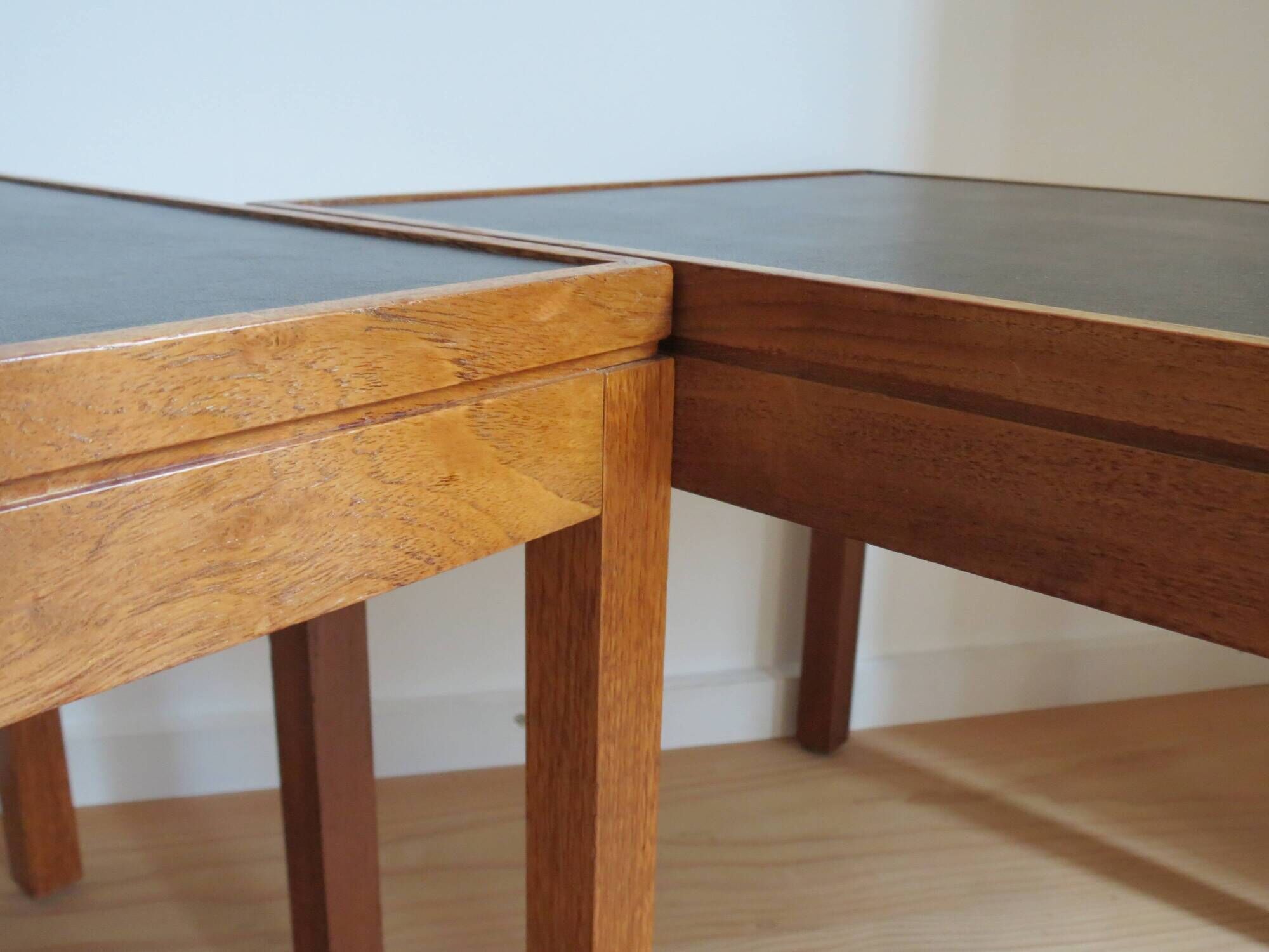 Pair of Mid century Teak and black Top Side Tables 1960s