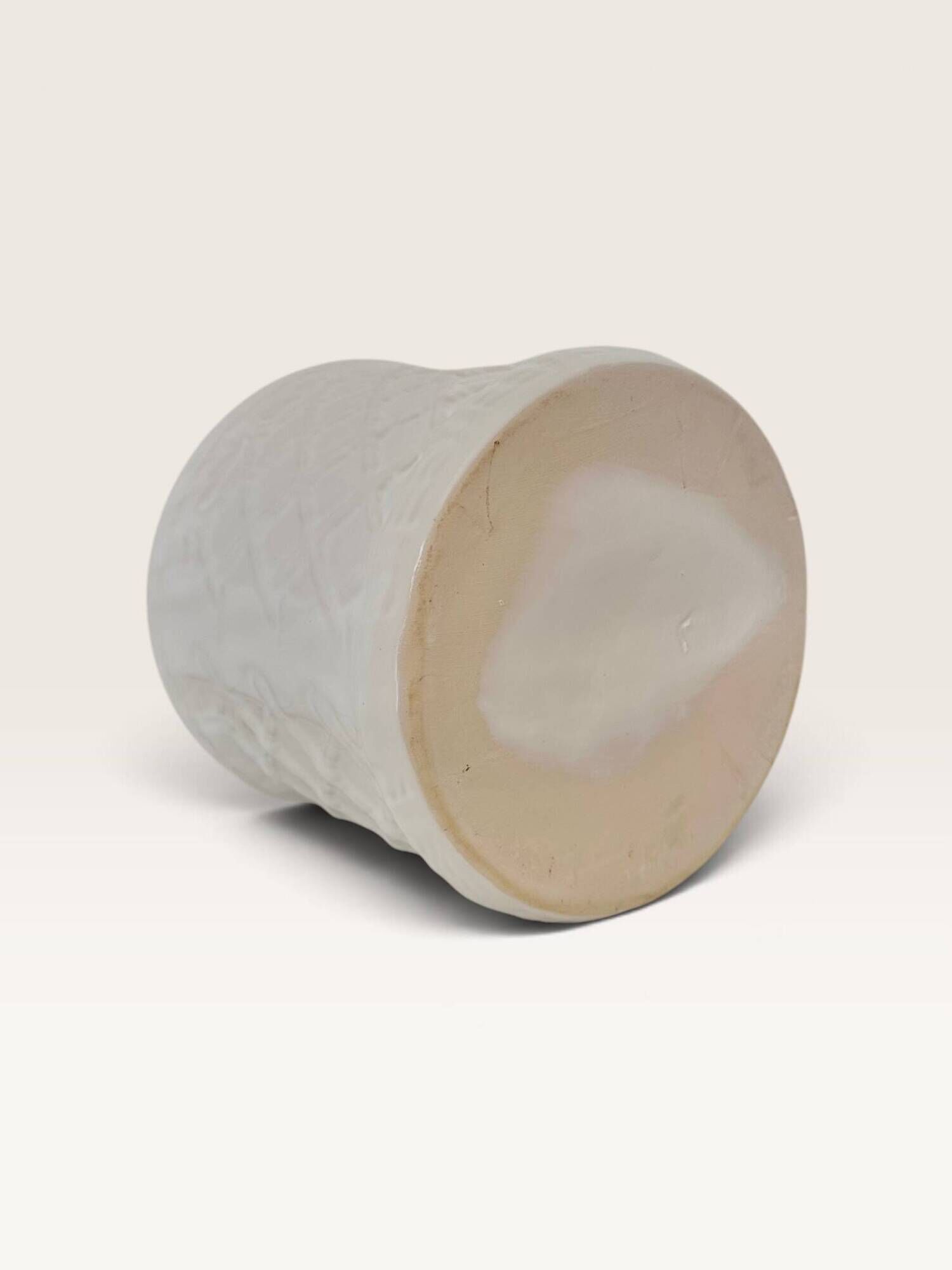 Glazed white earthenware cache-pot