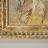 Huile sur panneau bois portait de femme