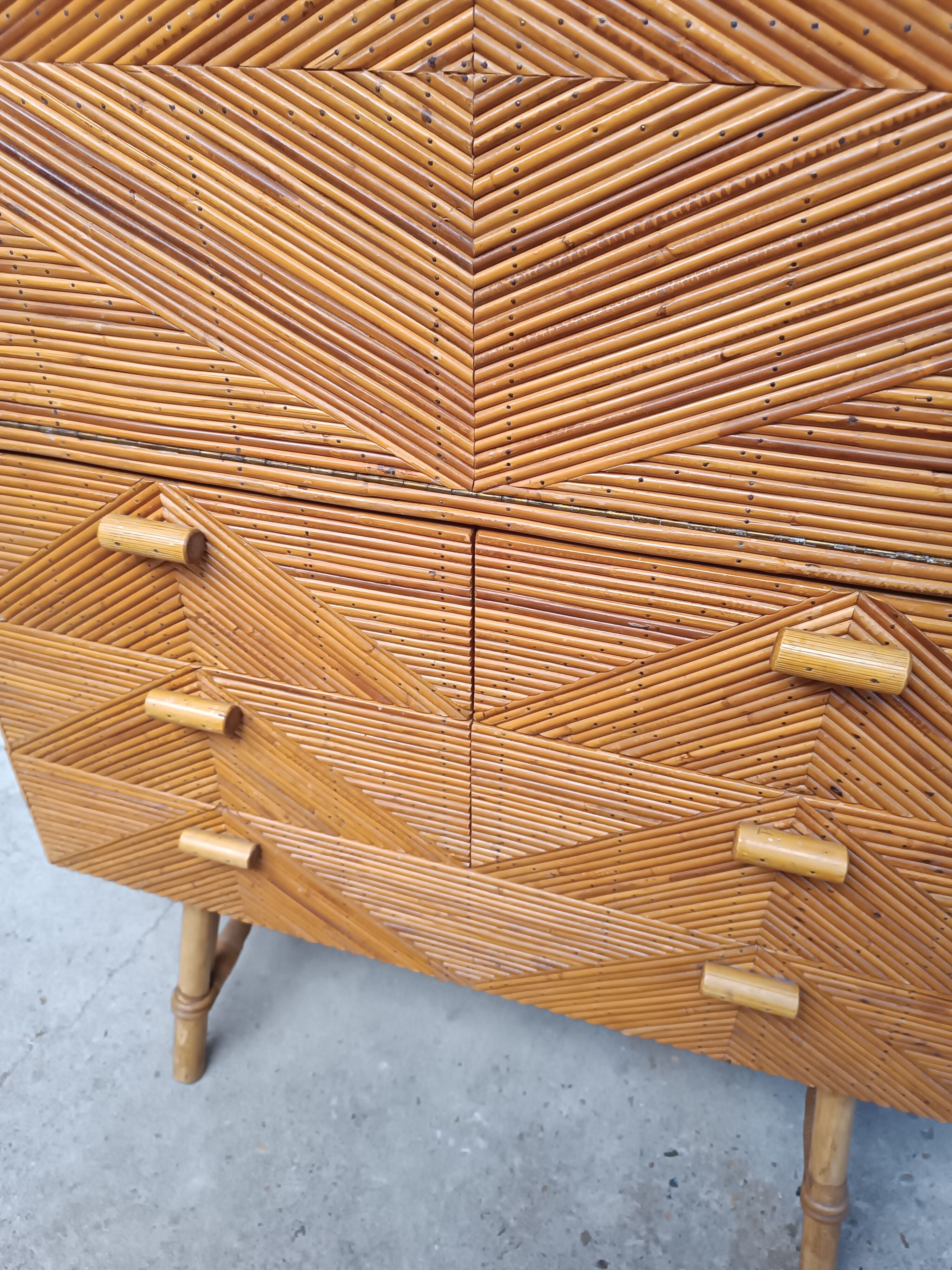 Bamboo and rattan secretary 50s / 60s